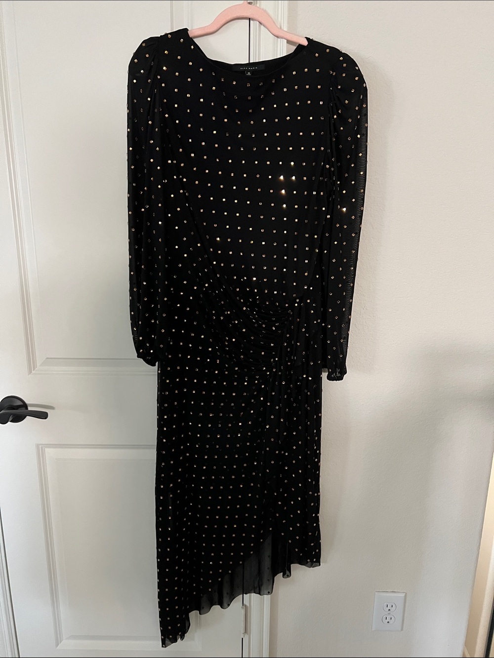 Alex Marie Black Dress with Gold Dot Embellishments